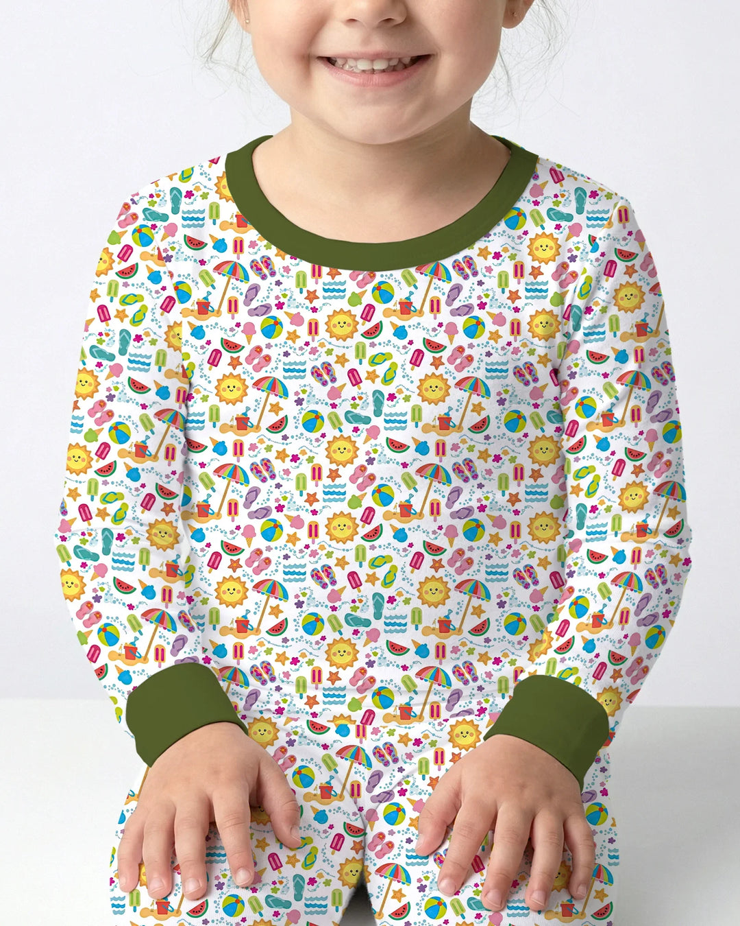 Zweiteiliges Langarm-Pyjama-Set mit Sommerfrüchten