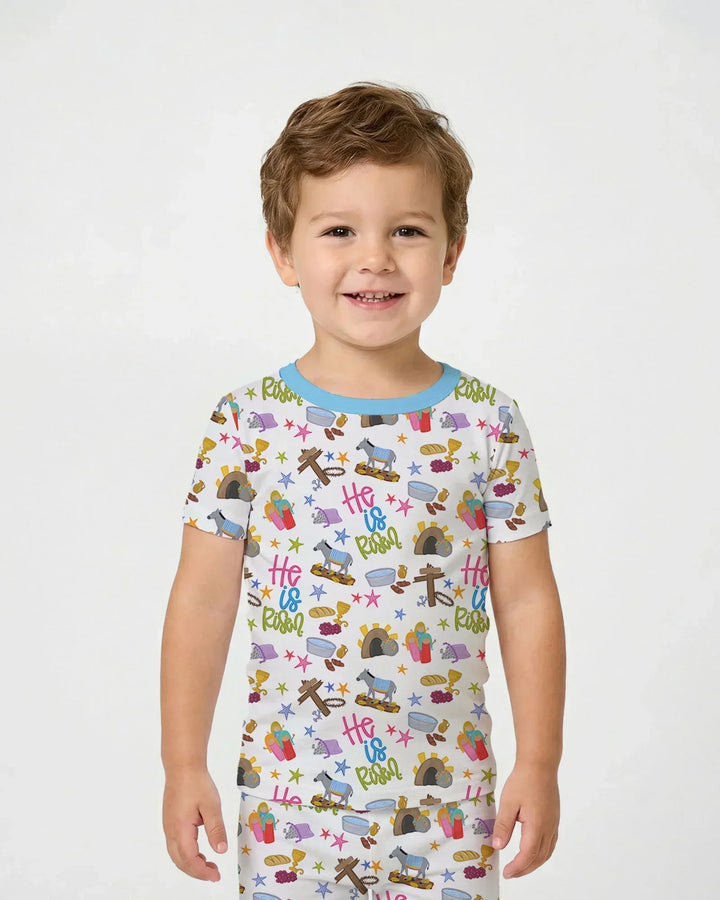 Bible Story Easter Family Matching Two Piece Short Sleeve Pajama Set
