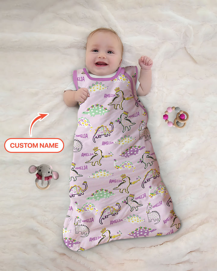 Custom Name Mardi Gras Saurus Sleep Bag