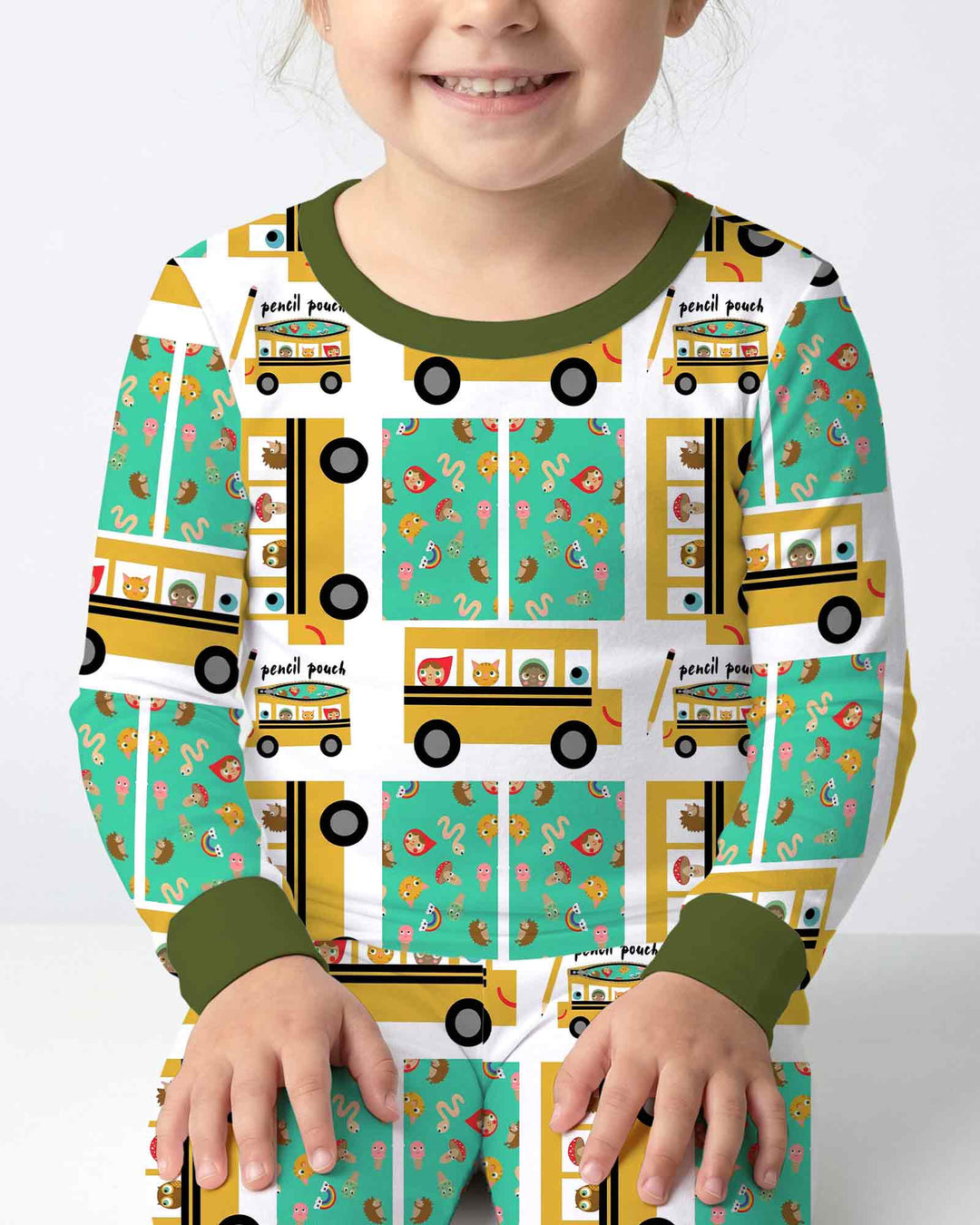 School Bus Adventures Bamboo Two Piece Long Sleeve Pajama Set