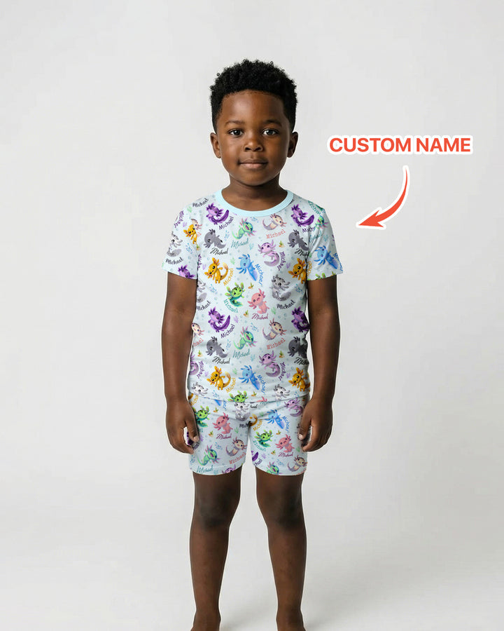 I Love You Axolotl Custom Name Two Piece Short Sleeve Shorts Pajama Set