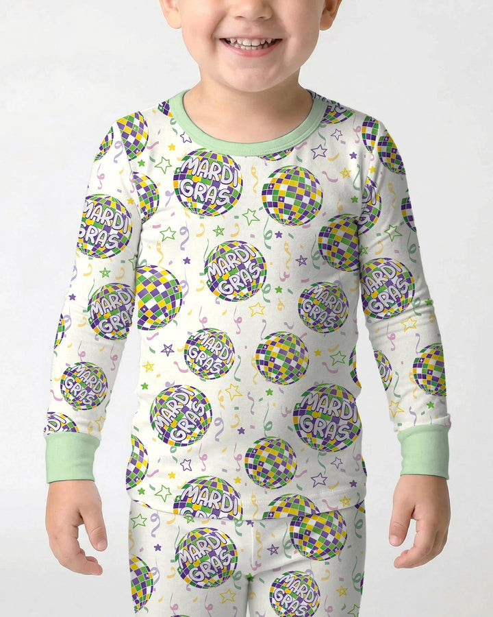 Mardi Gras Disco Ball Two Piece Long Sleeve Pajama Set