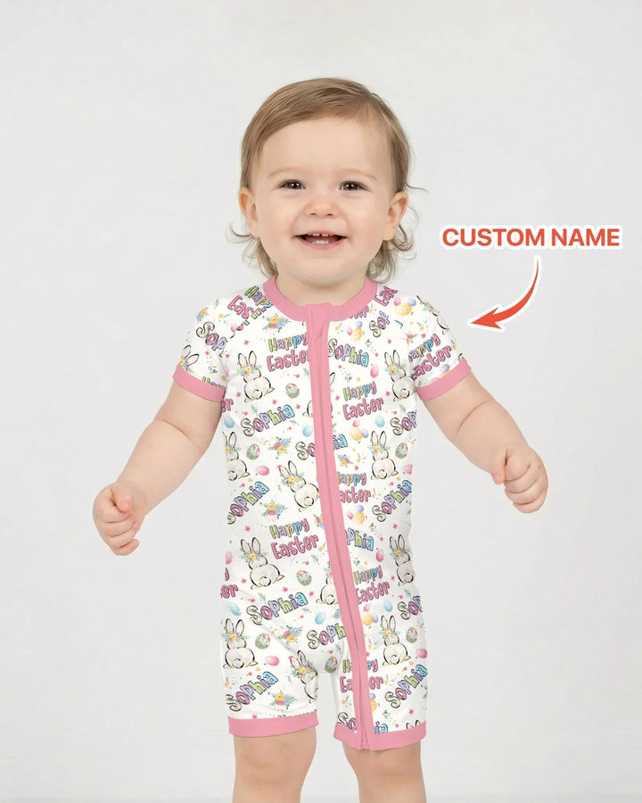 Personalized Happy Easter Bunny Shorty Zippy