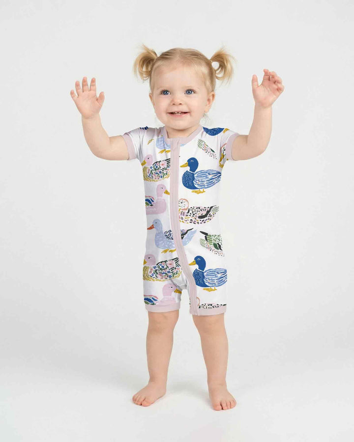 Whimsical Garden Ducks Bamboo Shorty Zippy