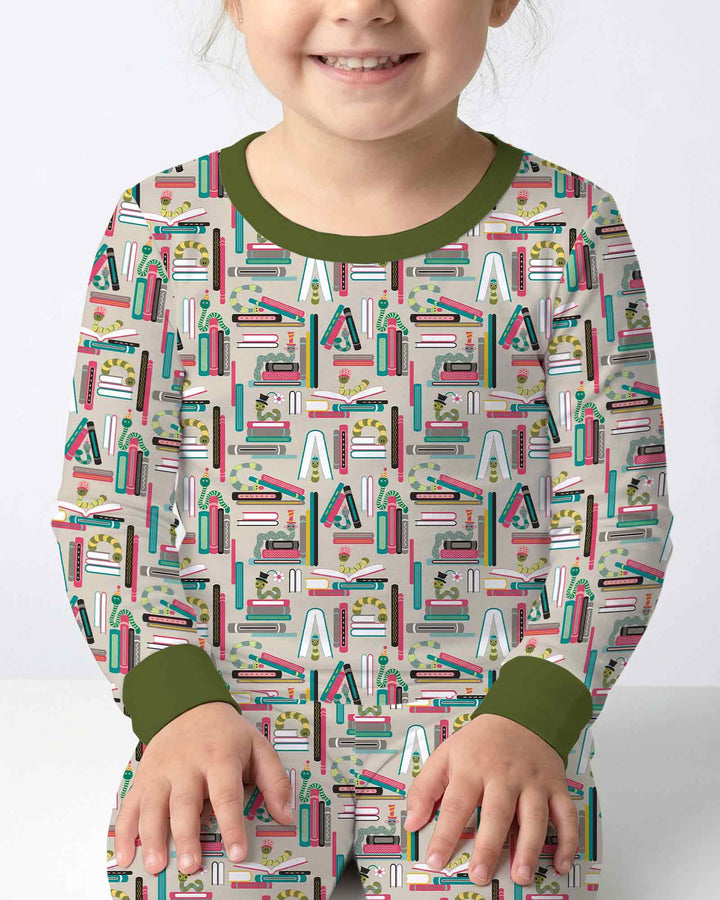 Bookworm Adventures Bamboo Two Piece Long Sleeve Pajama Set