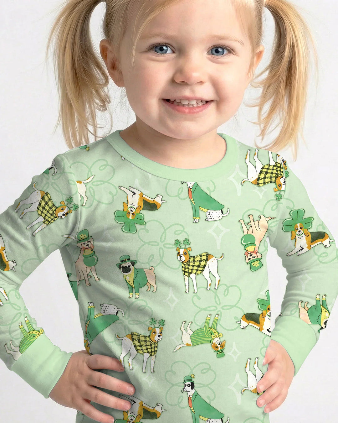 St. Patrick's Day Puppies Two Piece Long Sleeve Pajama Set