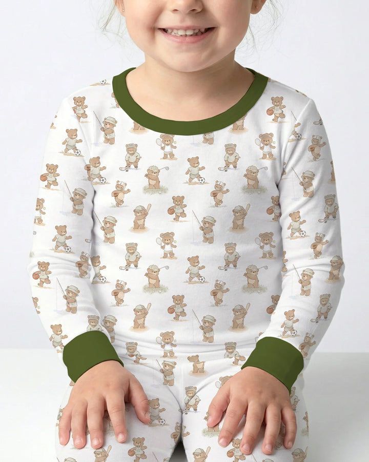 Teddy Team Spirit Bamboo Two Piece Long Sleeve Pajama Set