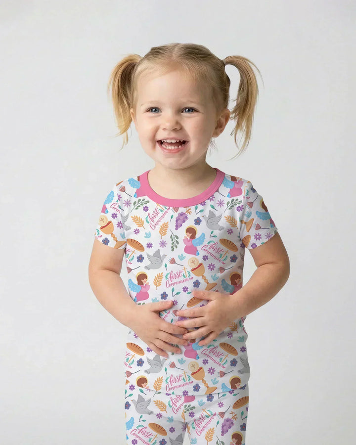 First Communion Two Piece Short Sleeve Pajama Set