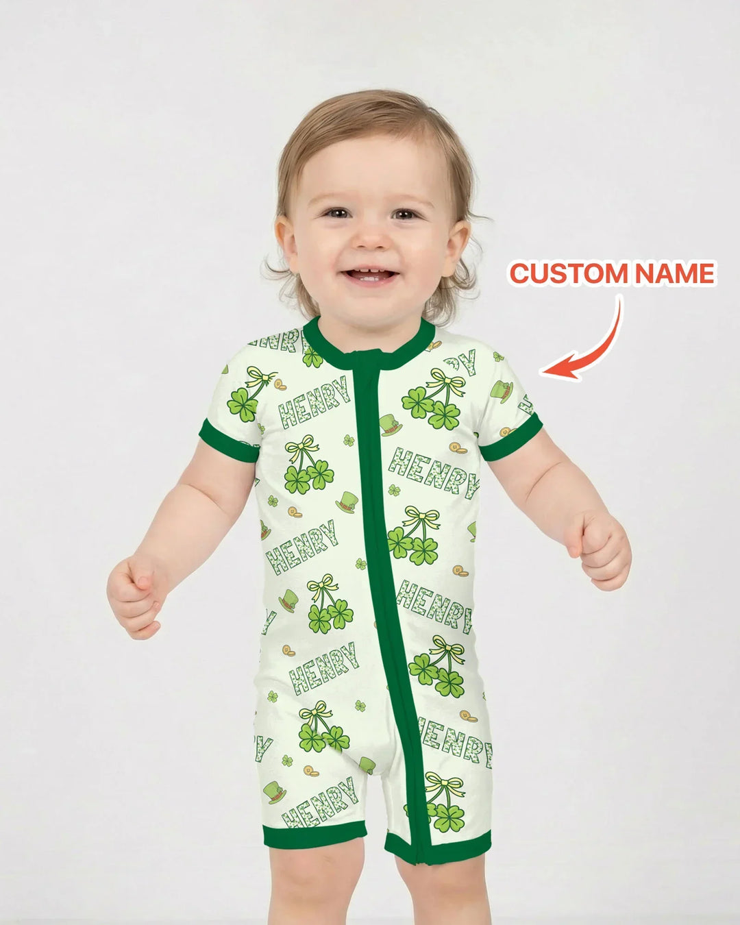 Custom Name Lucky Little Shamrock Shorty Zippy