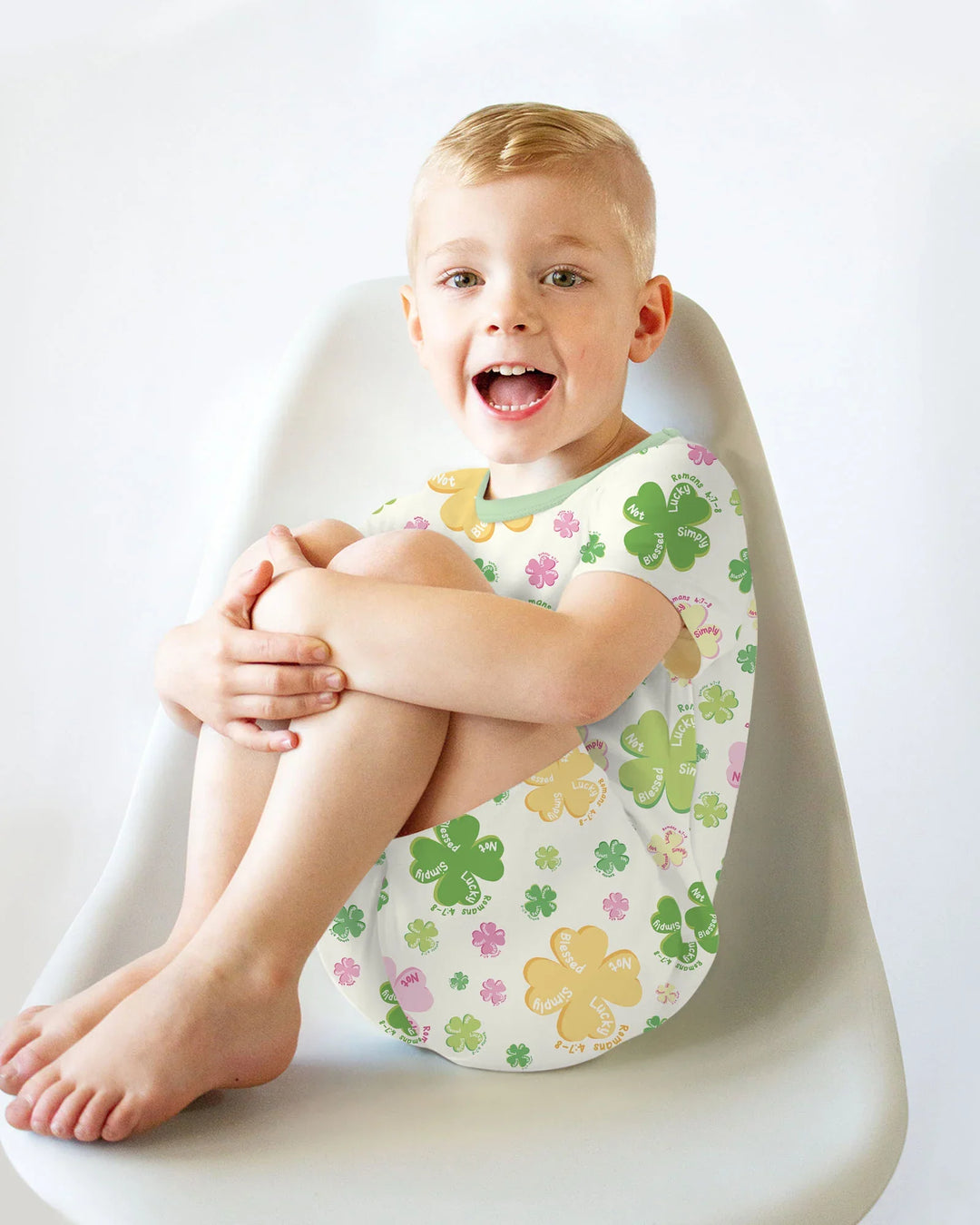 Shamrocks Print St. Patrick's Day Two Piece Short Sleeve Shorts Pajama Set