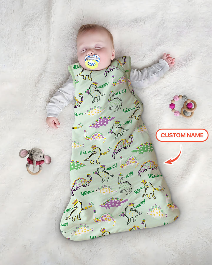 Custom Name Mardi Gras Saurus Sleep Bag