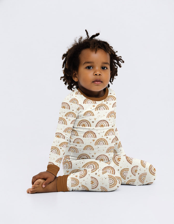 Back Lives Matter Rainbow Two Piece Long Sleeve Pajama Set