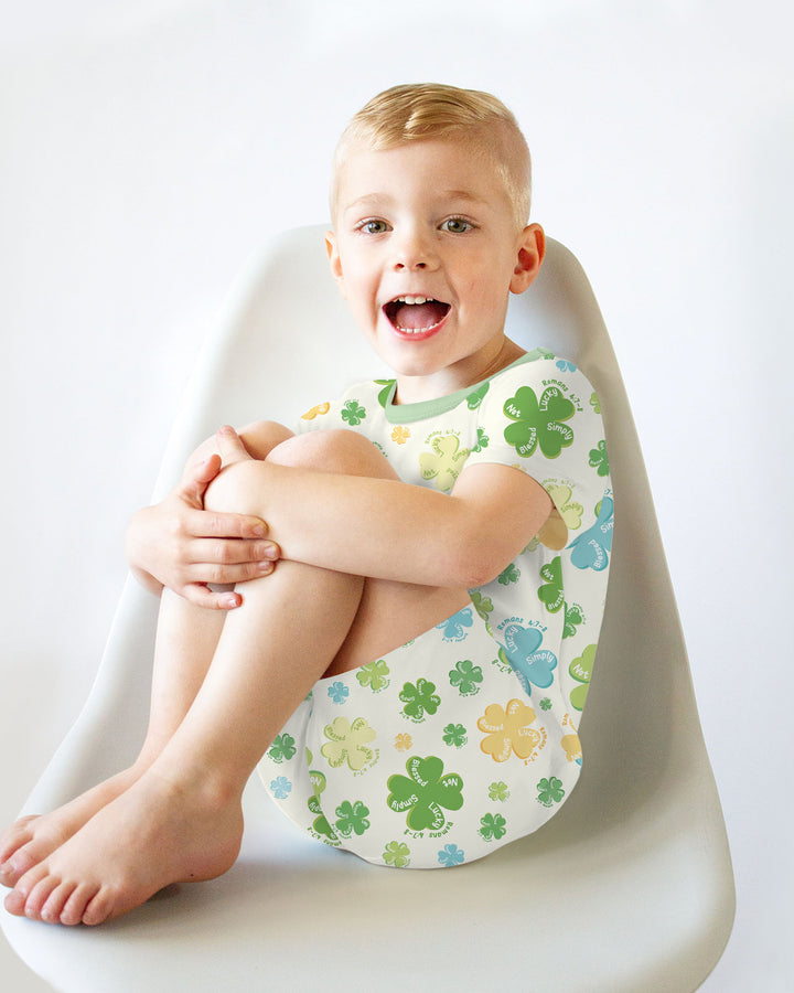 Shamrocks Print St. Patrick's Day Two Piece Short Sleeve Shorts Pajama Set