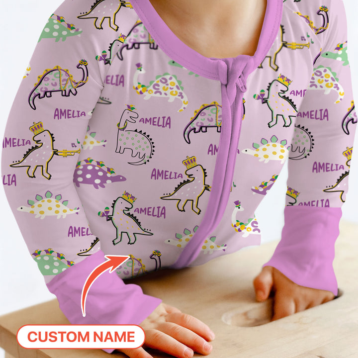 Custom Name Mardi Gras Saurus Convertible Zippy