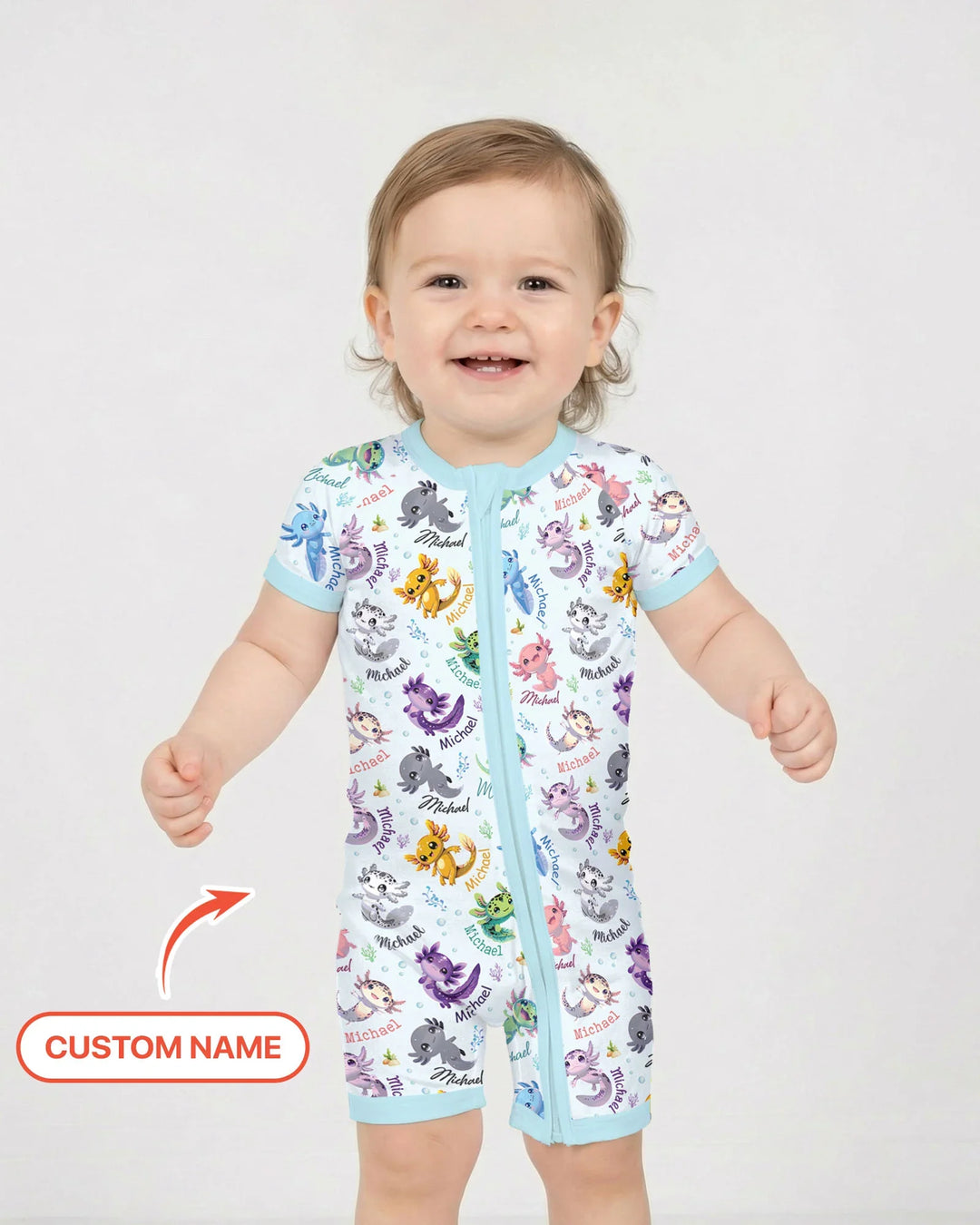 I Love You Axolotl Custom Name Shorty Zippy