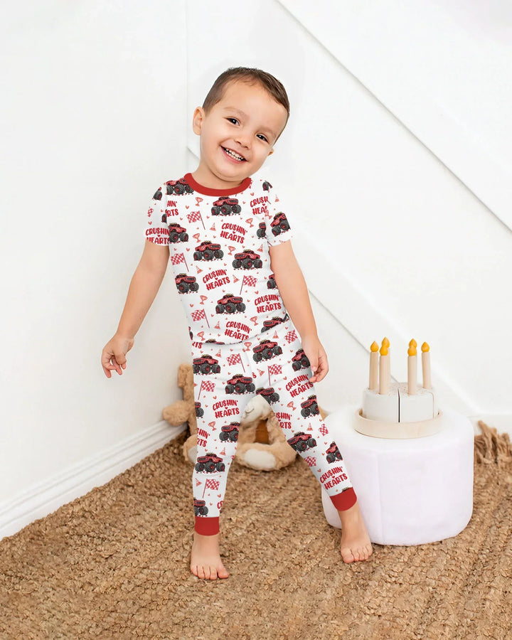 Crushin Hearts Two Piece Short Sleeve Pajama Set