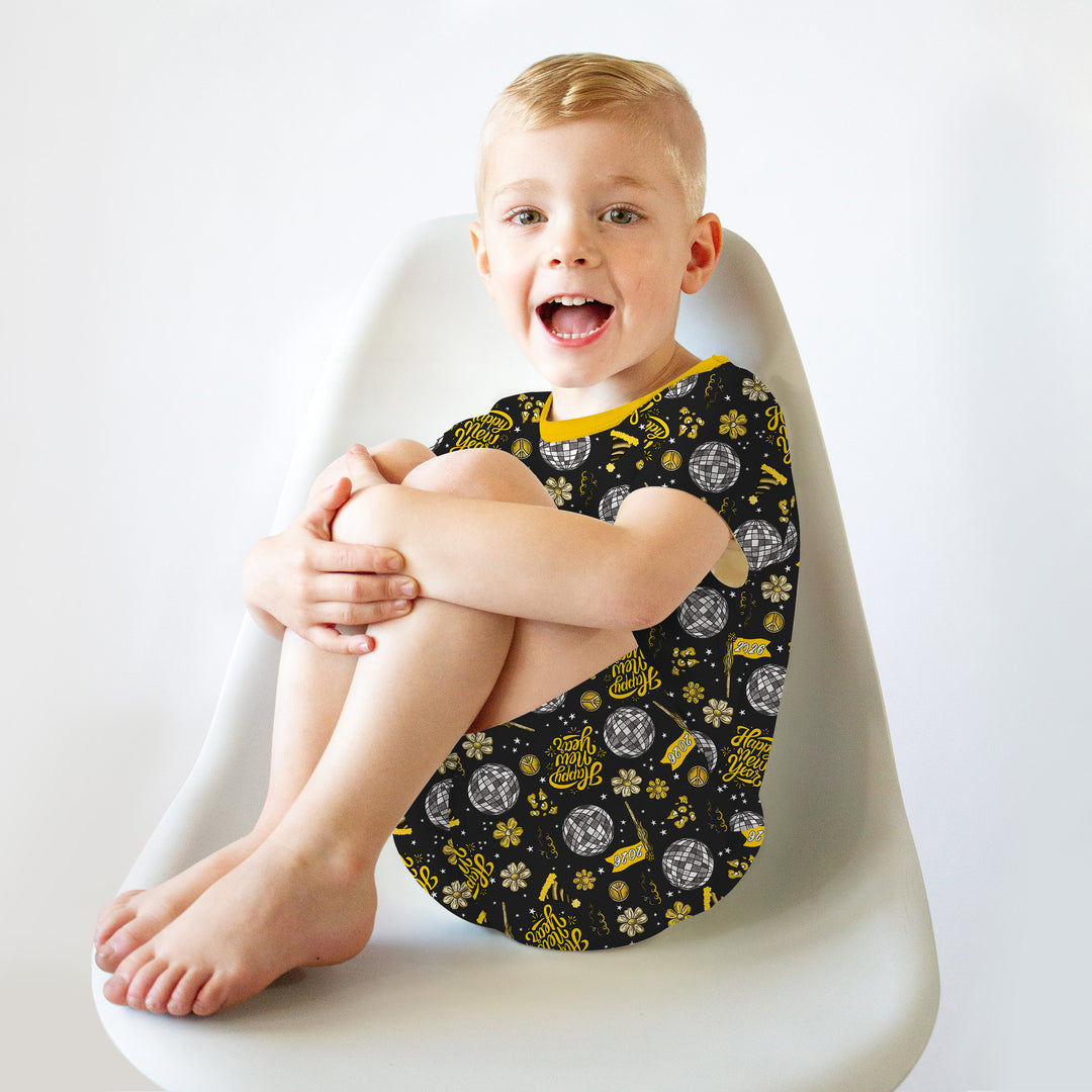 Disco New Years Eve Two Piece Short Sleeve Shorts Pajama Set