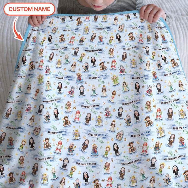 Holy Saints of Heaven Custom Name Toddler Blanket