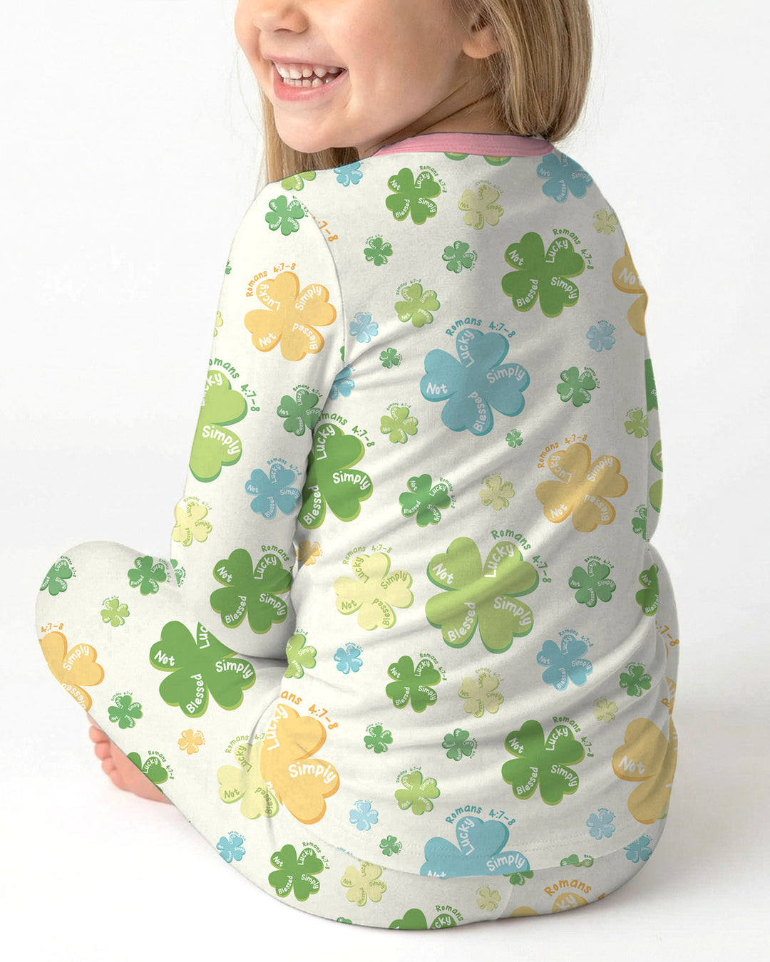 Shamrocks Print St. Patrick's Day Two Piece Long Sleeve Pajama Set