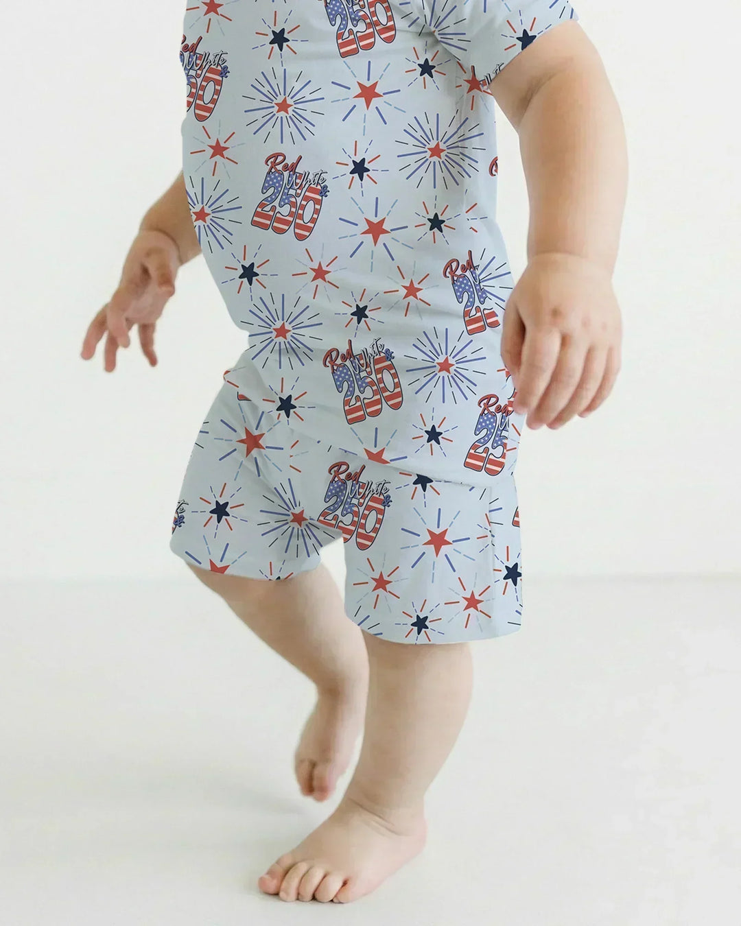 Red White and 250th Anniversary Bamboo Two Piece Short Sleeve Shorts Pajama Set