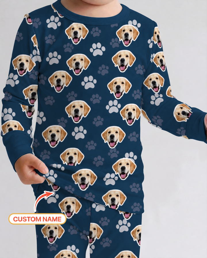 Personalized Dog & Cat Photo Bamboo Two Piece Long Sleeve Pajama Set