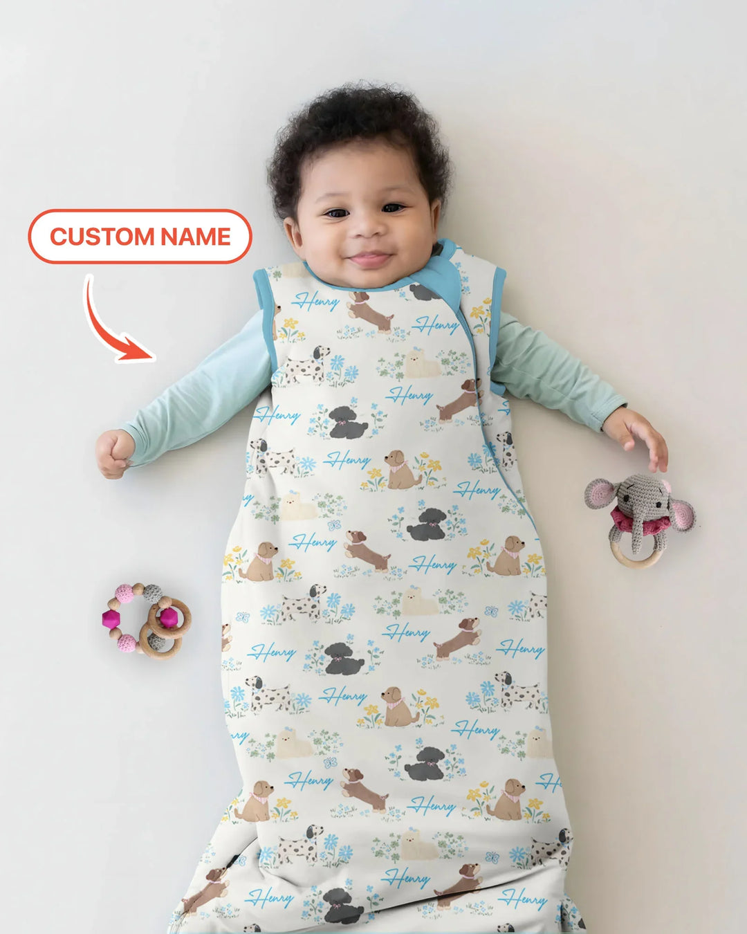 Custom Name Flower Dogs Sleep Bag