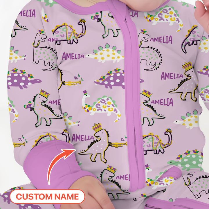 Custom Name Mardi Gras Saurus Convertible Zippy