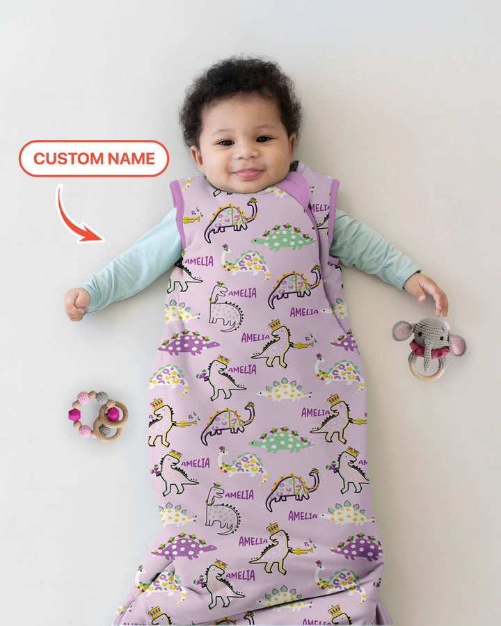 Custom Name Mardi Gras Saurus Sleep Bag