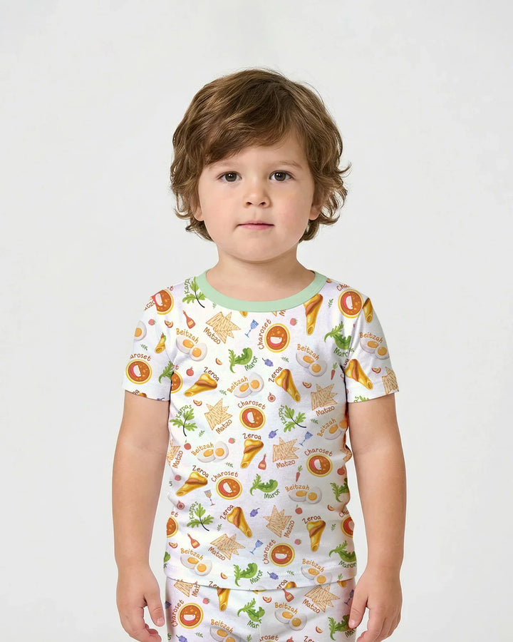 Happy Passover Family Matching Two Piece Short Sleeve Shorts Pajama Set