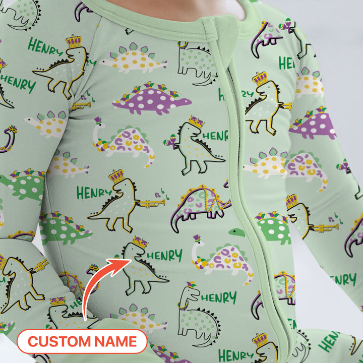 Custom Name Mardi Gras Saurus Convertible Zippy