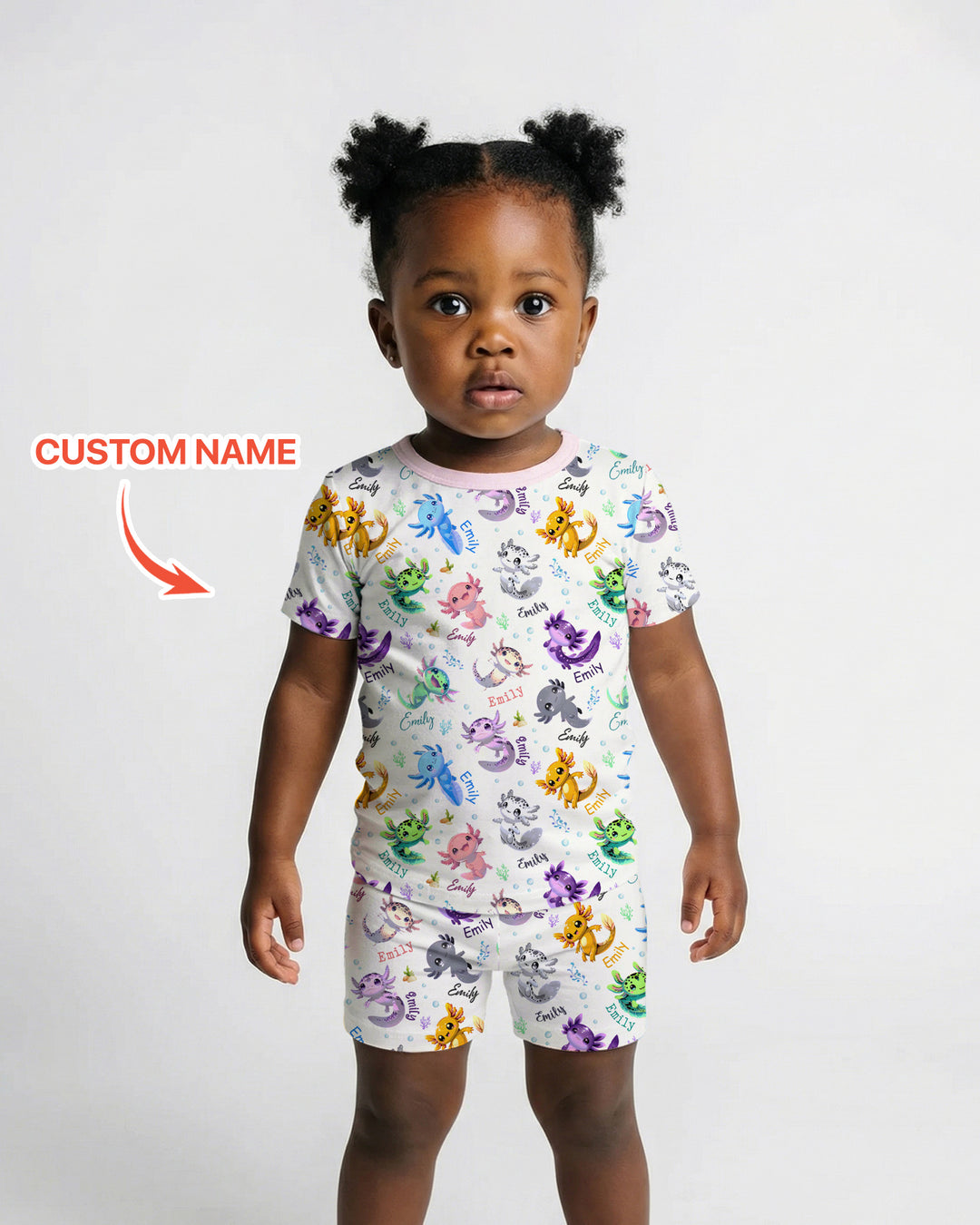 I Love You Axolotl Custom Name Two Piece Short Sleeve Shorts Pajama Set