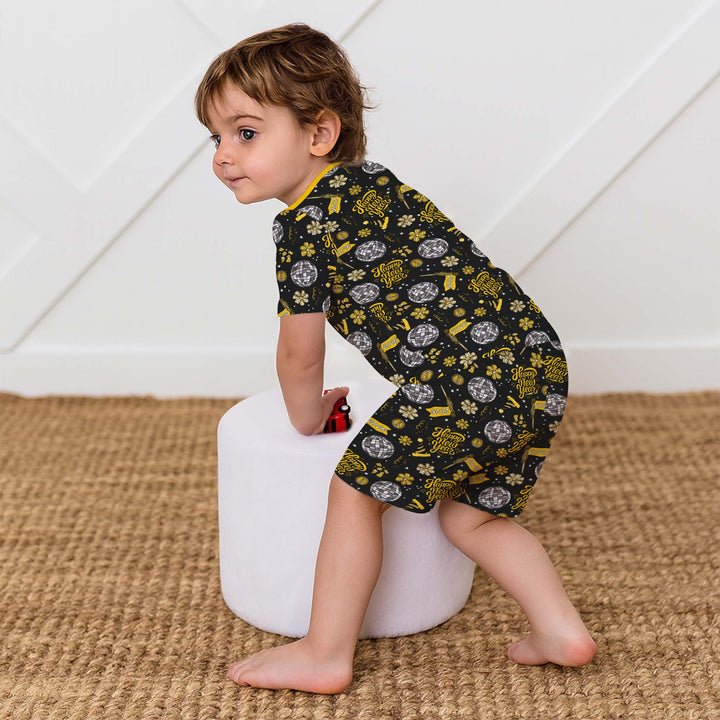 Disco New Years Eve Two Piece Short Sleeve Shorts Pajama Set