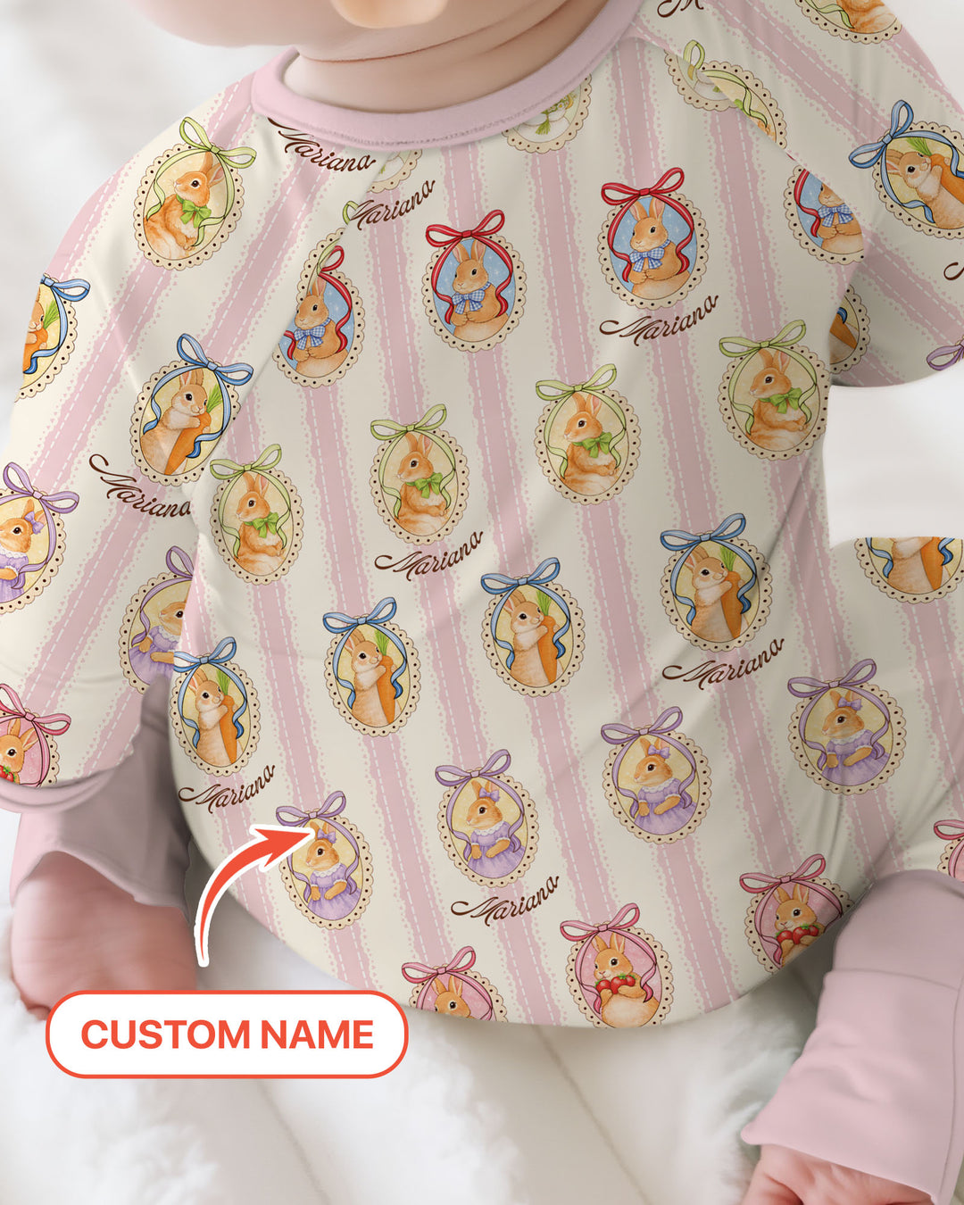 Custom Name Vintage Easter Bunny Convertible Zippy