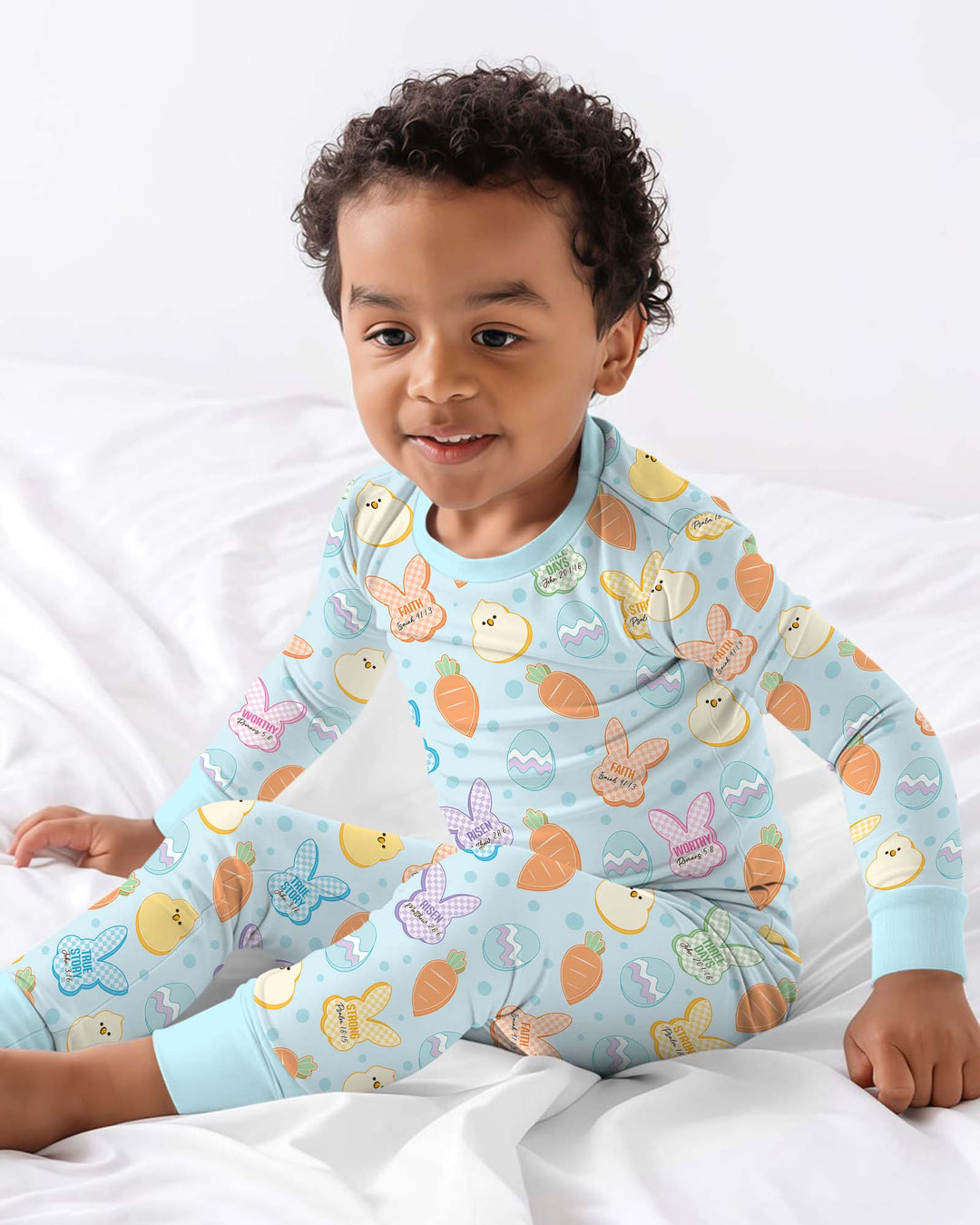 Easter Christian Bunny Two Piece Long Sleeve Pajama Set