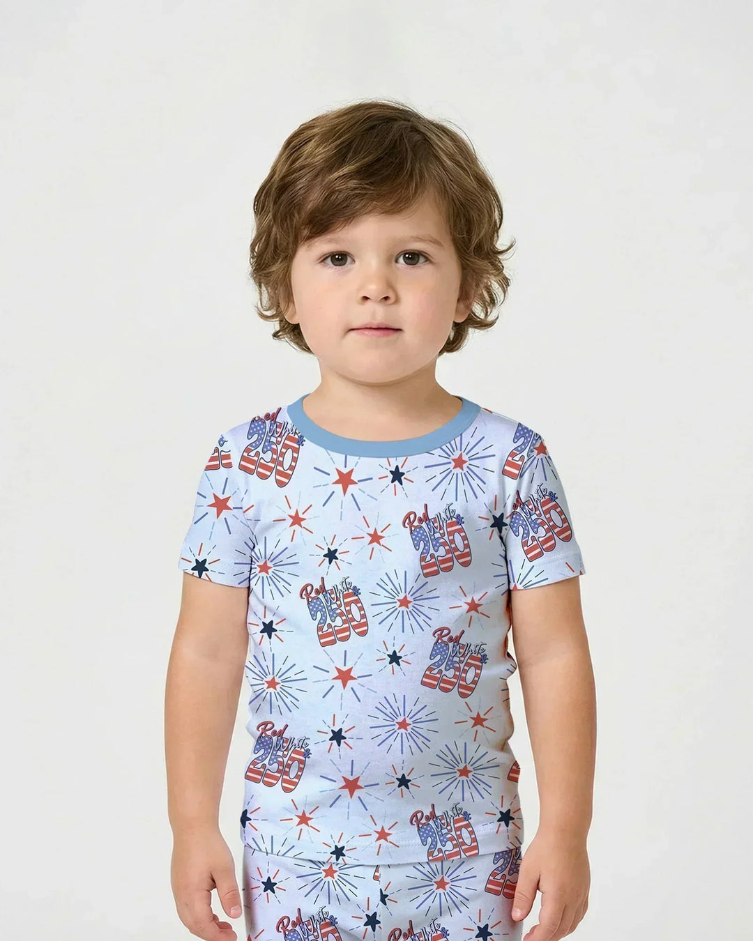 Red White and 250th Anniversary Bamboo Two Piece Short Sleeve Shorts Pajama Set