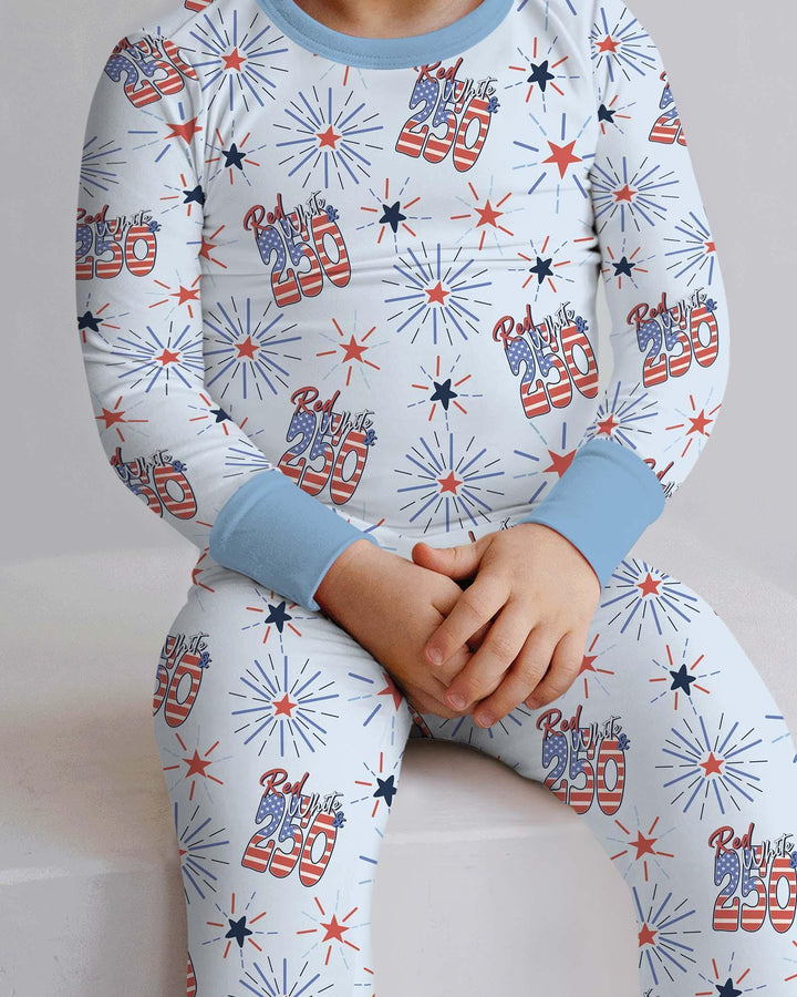 Red White and 250th Anniversary Bamboo Two Piece Long Sleeve Pajama Set