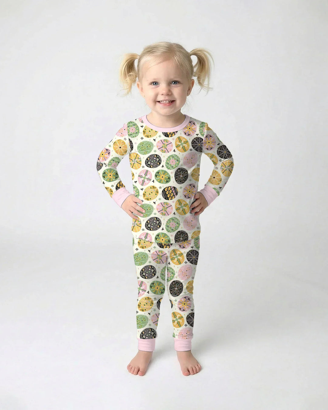 Pysanky Eggs Family Matching Two Piece Long Sleeve Pajama Set