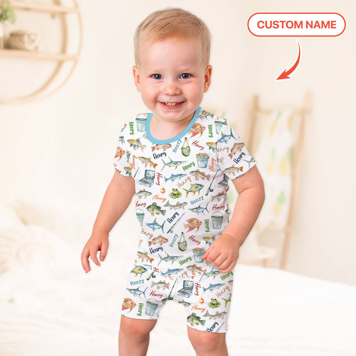 Zweiteiliges Pyjama-Set mit kurzen Ärmeln und Shorts im Sommer-Design