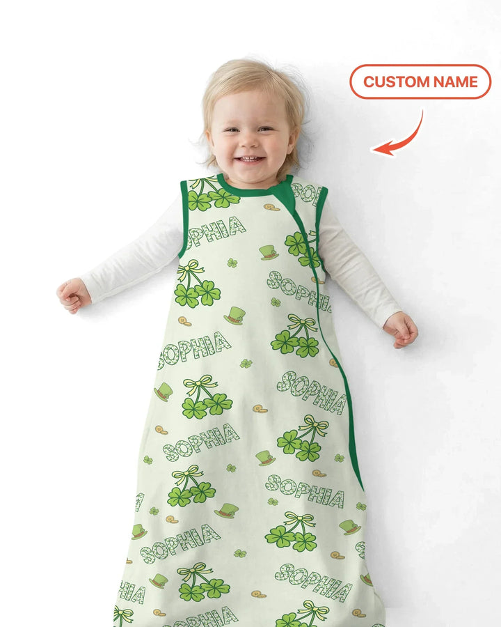 Custom Name Lucky Little Shamrock Sleep Bag