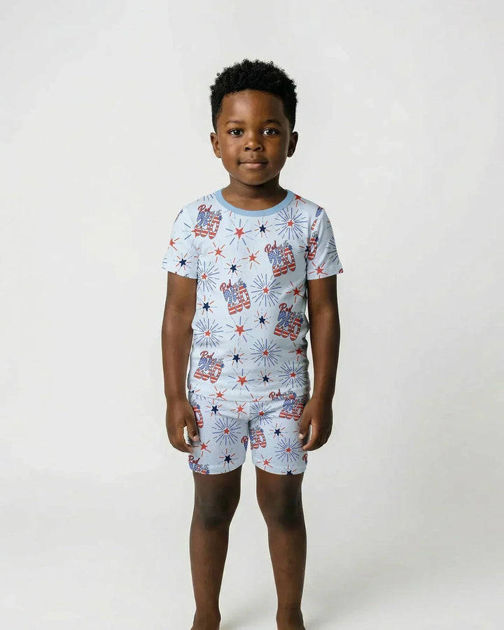 Red White and 250th Anniversary Bamboo Two Piece Short Sleeve Shorts Pajama Set