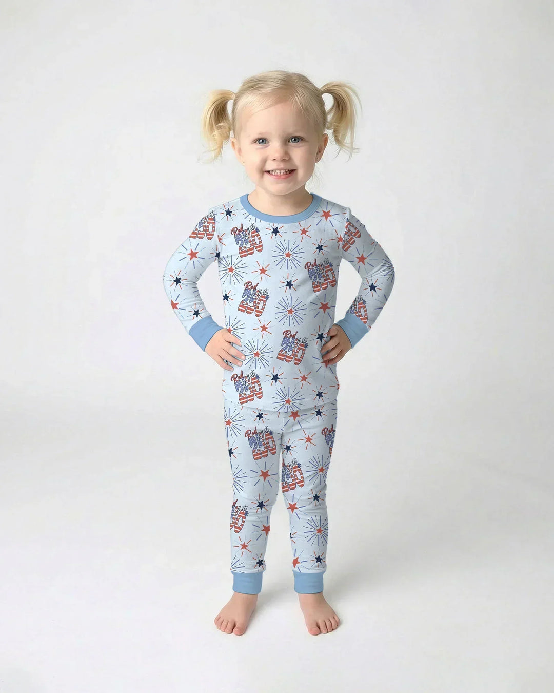 Red White and 250th Anniversary Bamboo Two Piece Long Sleeve Pajama Set
