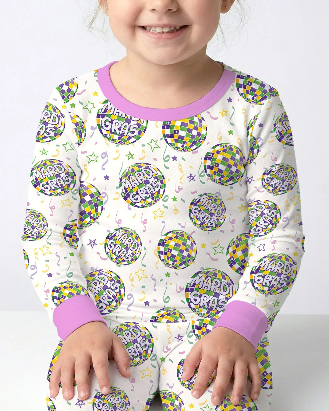 Mardi Gras Disco Ball Two Piece Long Sleeve Pajama Set