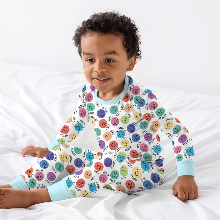 My Emotions Hebrew Two Piece Long Sleeve Pajama Set