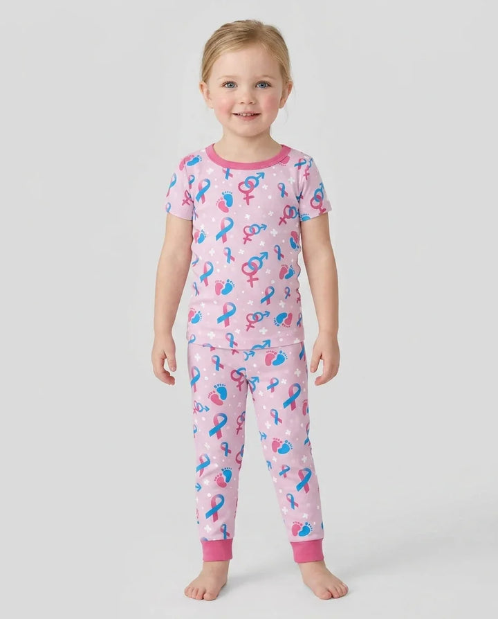 Infertility Awareness Blue and Pink Bamboo Two Piece Short Sleeve Pajama Set