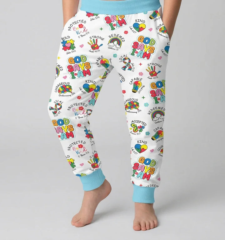 God Says I Am Autism Awareness Bamboo Jogger