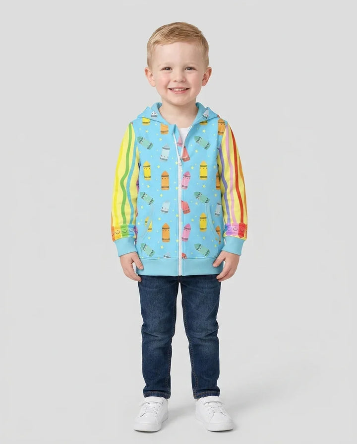 Kapuzenpullover aus Bambus mit hebräischem Alphabet und Reißverschluss