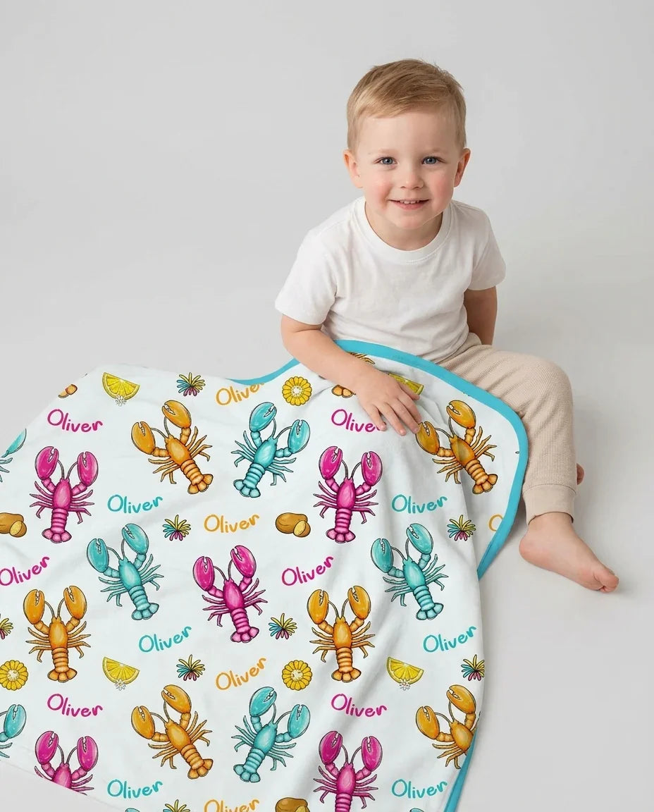 Custom Name Crawfish Crew Bamboo Blanket