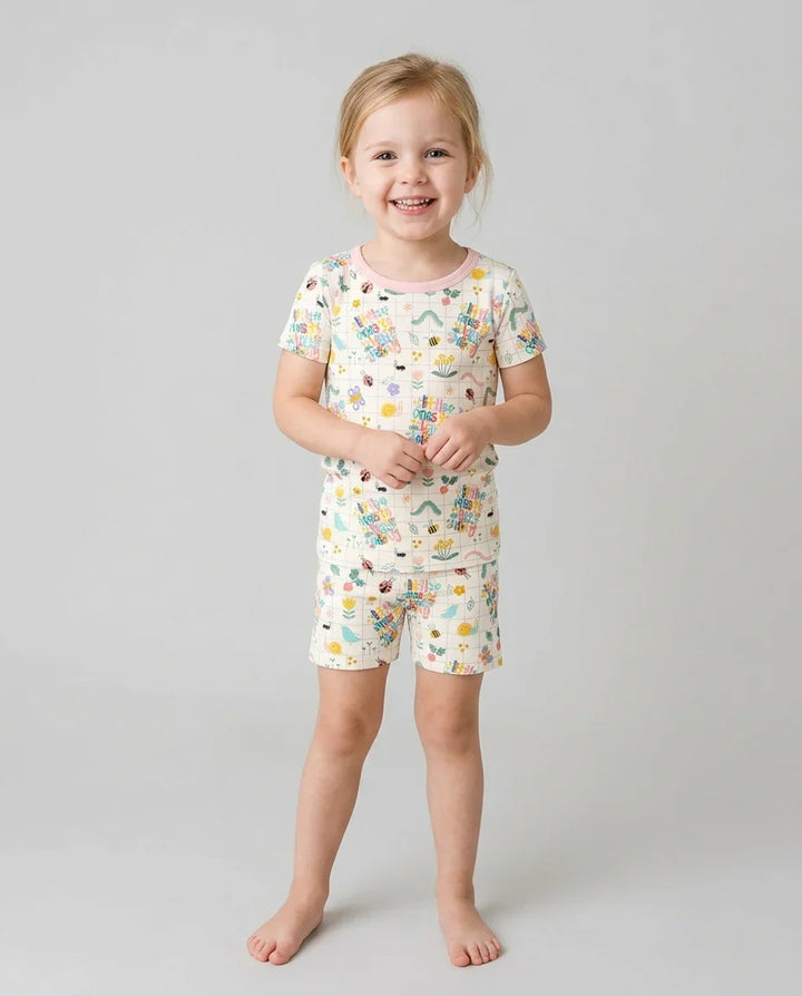 Little Ones To Him Belong Bamboo Two Piece Short Sleeve Shorts Pajama Set