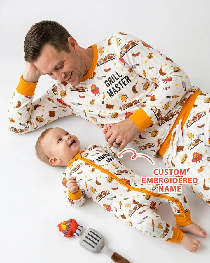 Embroidered Grill Dad Bamboo Men's Pajama Set