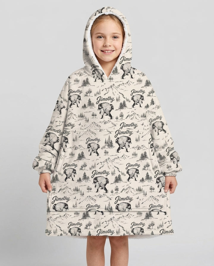 Vintage Jimothy Racoon Family Matching Bamboo Blanket Hoodie